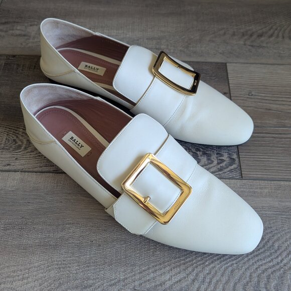 Bally Janelle Buckled Leather Convertible Babouche Slipper Loafers in Bone - Picture 9 of 11